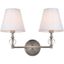 Bethany 2-Light Satin Nickel and White Fabric Wall Sconce