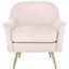 Blush Pink Velvet & Wood Contemporary Arm Chair with Brass Legs