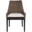 Zen Coastal Cream Woven Accent Chair with Mahogany Legs