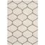 Ivory and Grey Round Shag Area Rug, 5'3" x 7'6", Synthetic