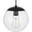 Matte Black Glass Globe Pendant Light with Nickel Accents