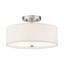 Elegant Brushed Nickel Semi-Flush Drum Light with Off-White Shade