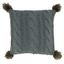 Gray Cable Knit Square Throw Pillow with Pom-Poms