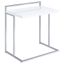 Modern White Rectangular Wood Snack Table with Chrome Base