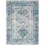 Blue and White Rectangular Synthetic Flat Woven Area Rug