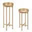 Glamorous Gold Round Metal & Glass Mirrored Side Table Set