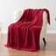 Deep Red Plush Knit Reversible Throw Blanket