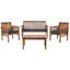 Carson 4-Piece Natural Acacia Outdoor Set with Navy Cushions