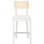 White and Natural Wood Cane Counter Stool with Cushion