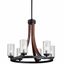 Elegant Midnight Oak 6-Light Chandelier with Antique Glass Accents