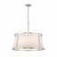 Lenyx Brushed Nickel 6-Light Drum Chandelier with White Shade