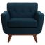 Opal Linen Tufted Accent Chair in Dark Teal with Wooden Legs