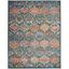 Vibrant Blue & Orange Synthetic Hand-Knotted Area Rug - 9' x 12'