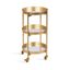 Celia Gold Round Metal 3-Tier Bar Cart with Storage