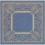 Blue Baroque Print Square Synthetic Indoor/Outdoor Area Rug