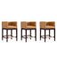 Kingsley Camel Leather and Walnut Wood Counter Height Bar Stools, Set of 3