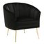 Chic Black Velvet Barrel Accent Chair with Gold Metal Legs