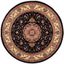 Elegant Floral Symphony Black/Ivory Synthetic Round Rug, 4' Diameter