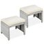 Gray Wicker Patio Ottomans with Cream Cushions, Set of 2