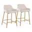 Elegant Daniella Cream Fabric Counter Stool with Gold Metal Frame