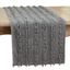 Charcoal Cotton Linen Fringe Stripe Table Runner