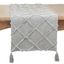 Gray Diamond Tufted Cotton Table Runner with Tassels