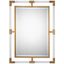 Transitional Gold Leaf Rectangular Wall Mirror with Clear Acrylic Bars