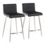 Modern Black Faux Leather Swivel Counter Height Stool with Wood Back