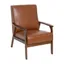 Cognac LeatherSoft Mid-Century Modern Accent Chair with Walnut Wooden Frame