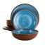 Rippled Tides Blue and Brown Melamine 12-Piece Dinnerware Set