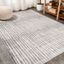 Skoura Striped Gray Synthetic 4' x 6' Easy-Care Area Rug