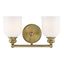 Melrose Warm Brass 2-Light Vanity Fixture with Opal Glass Shades