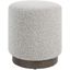 Avila 18-Inch Gray and Ivory Boucle Ottoman with Walnut Base