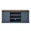 Navy Sliding Barn-Door TV Stand with Cabinet and Shelves