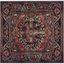 Vintage Red and Multi Synthetic Square Area Rug