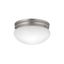 Brushed Nickel 9'' White Glass Utilitarian Flush Mount Ceiling Light