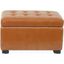 Chic Saddle Brown Bi-Cast Leather Storage Bench with Button Tufting