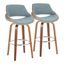 Fabrizzi Blue Wood and Metal Swivel Barstool Set