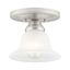 Edgemont Traditional Brushed Nickel Flush Mount with White Alabaster Glass