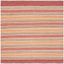 Rustic Red and Beige Striped Wool Square Rug