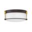 Elegant Oil-Rubbed Bronze Flush Mount with Etched Opal Glass and Brass Accents