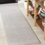 Scandi Minimalist Gray/Ivory Striped Synthetic Runner Rug 2x8