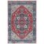 Vintage Red and Blue Hand-knotted Synthetic Area Rug 5' x 7'