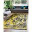 Reversible Navy Blue and Yellow Synthetic Area Rug 4'x6'