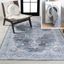 Gray and Blue Chenille Medallion Machine-Washable Area Rug