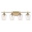 Warm Brass 4-Light Vanity Fixture with Clear Glass Shades