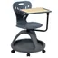 Versatile Gray Mobile Desk Chair with Tablet Arm and Storage