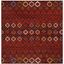 Terracotta & Multi Geometric Square Easy-Care Synthetic Rug