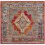 59" Orange and Light Blue Synthetic Oriental Square Rug