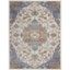 Ivory Blue Floral Medallion 8' x 10' Synthetic Rug